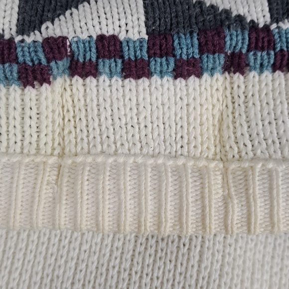 Vintage London Fog Towne Women's grandma stripe white LG tight knit sweater - Picture 5 of 5